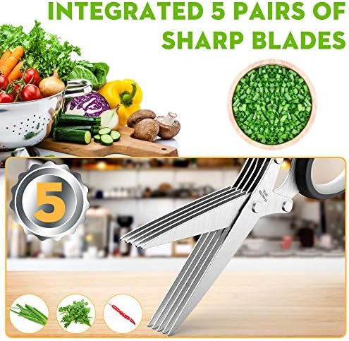 Herb Scissors with 5 Blades and Cover, New Kitchen Gadget 2026