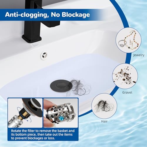 Hibbent 2 PCS Upgraded 3 in 1 Bathroom Sink Drain Strainer, Pop Up Stopper