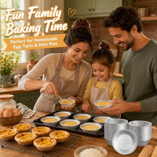 RHBLME 125 PACK Mini Pie Tins, 5 Inch Aluminum Foil Pie Pans Heavy Duty Small Pie Tins, Pot Pie Pans For Bakeries, Cafes, Restaurants, Durable Mini Tart Pans for Pie, Fruit Tarts, Quiche