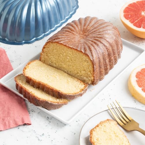 Nordic Ware Formed Fluted Loaf Pan, 6 Cups, Twilight Blue