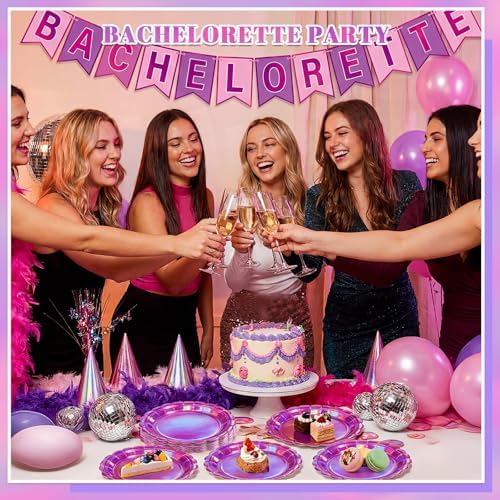 NatNarr 30 Pk Iridescent Pink Plates 7" Halloween Dessert Cake Plates