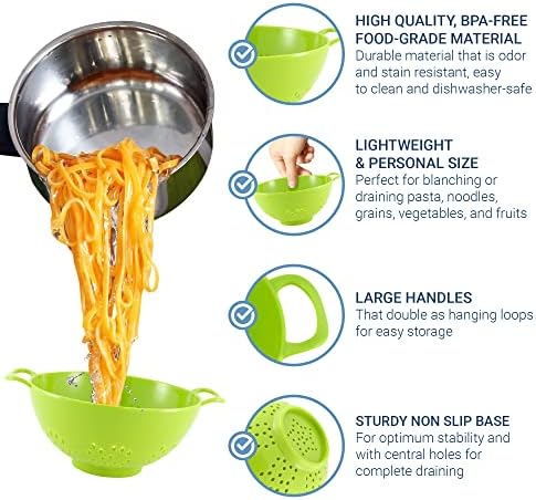 Meadow Lane 6-Inch Small Colander, 3-Cup Food Strainer, Meadow Green