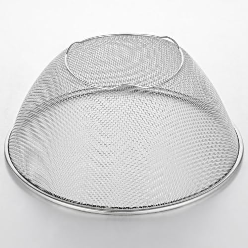 Fine Mesh Strainer, 8.8Inch Stainless Steel Colander Metal Strainer with Resting Base Mesh Strainers Net Basket, Stainless Steel Strainers with Handle for Pasta Spaghetti Vegetables Fruit Pot Draining