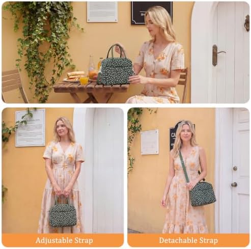 MEXS Lunch Bag for Women Reusable Lunch Box Quilted Puffer Large Capacity Insulated Cooler Tote Bags Work Travel Picnic