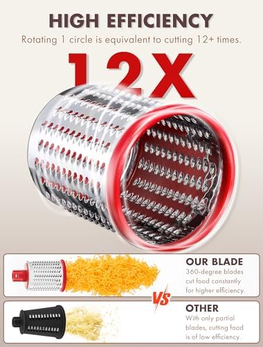 GDL Cheese Grater Hand Crank, Rotary Cheese shredder, Vegetable Slicer