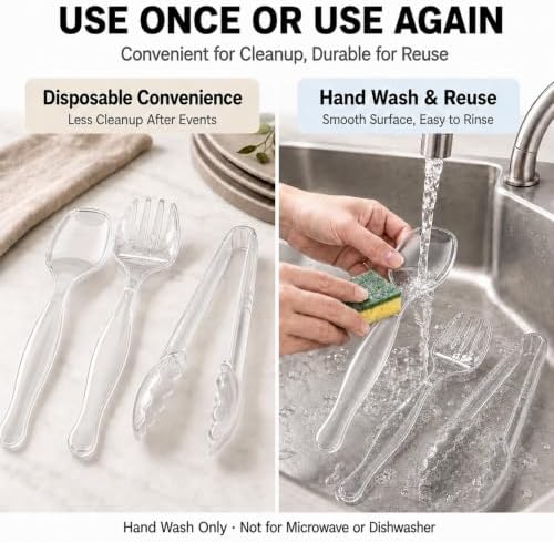 36Pcs Disposable Plastic Serving Utensils Set (Clear)