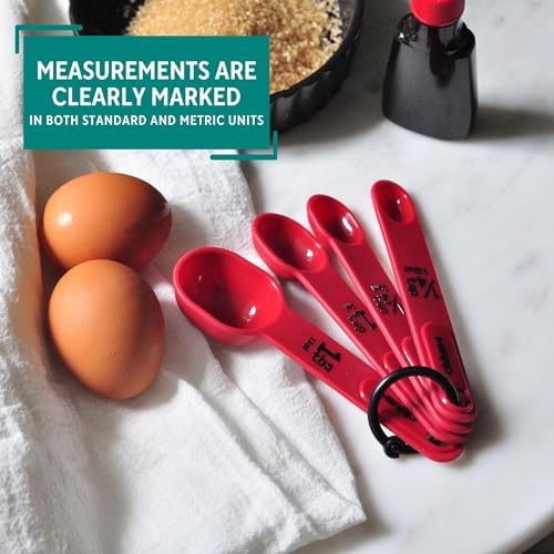 MIRRO 4 Piece Nested Measuring Spoons Set for Kitchen, Red