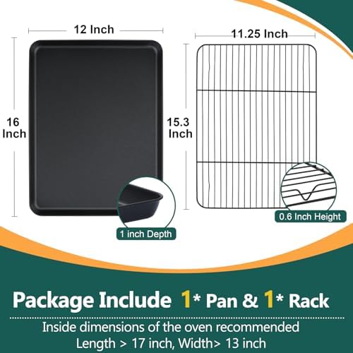 P&P CHEF Nonstick Baking Oven Pan with Rack for Cookie, 16 x 12 Inch