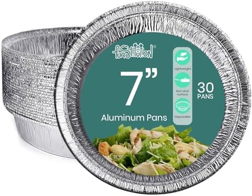 Round Disposable Aluminum Pie Pans (30 Pack) - 7 Inch Disposable Pie Pans - Round Aluminum Foil Pans For Baking, Grilling, Cooking, Storing, Prepping