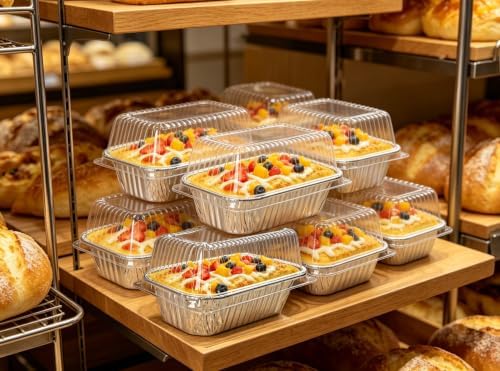 Disposable Mini Loaf Pans with Lids, 1lb Aluminum Baking Pan, 30 Pack