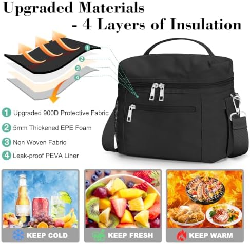 DALINDA Insulated Lunch Box Women Men Leak-Proof Cooler Lunch Bag