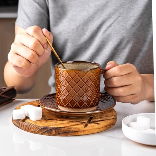 GBhome 6 OZ Stackable Coffee Mugs Set of 4, Ceramic Coffee Cups Set
