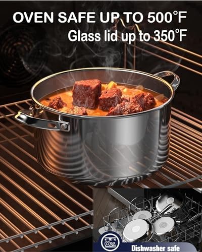 Cooks Standard 7 Quart Stock Pot, Stainless Steel Cooking Pot with Lid