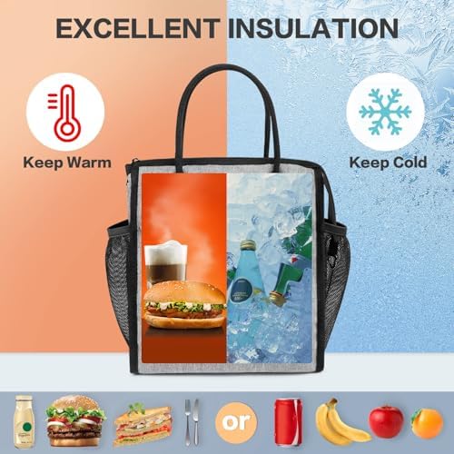 Insulated Lunch Bag Women, 12L Large Thermal Snack Bag Reusable Cooler Tote