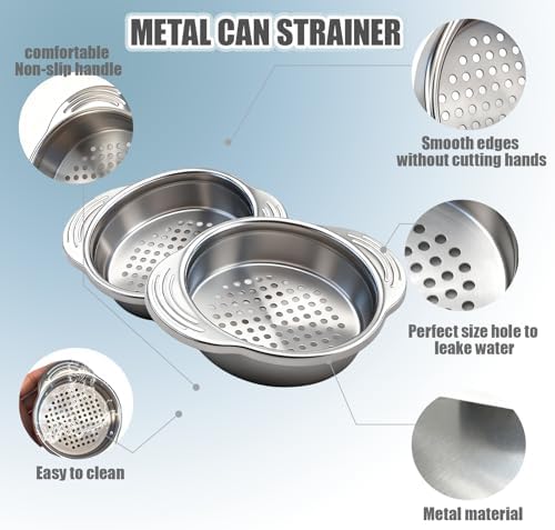 2 Pieces Stainless Steel Tuna Can Strainer - Food Grade Canning Colander For Regular And Wide-Neck Cans - Oil Drain Press For Tuna Beans Vegetables