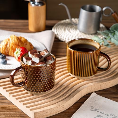 GBhome 6 OZ Stackable Coffee Mugs Set of 4, Ceramic Coffee Cups Set