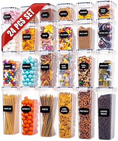 Oizeir Airtight Food Storage Containers with Lids 24-Pack, Pantry Kitchen