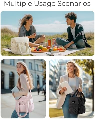 BAGSMART Lunch Bag Women, Double Deck Insulated Lunch Box, Olive Green