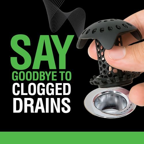 SinkShroom Ultra Bathroom Sink Drain Protector, Stainless Steel, Matte Black, Hair Catcher with Multiple Drain Adapters