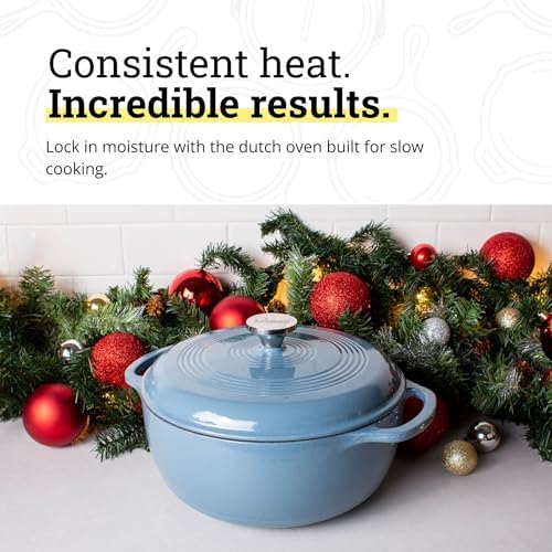 Lodge Essential Enamel Cast Iron Dutch Oven, 6 Quart, Storm Blue