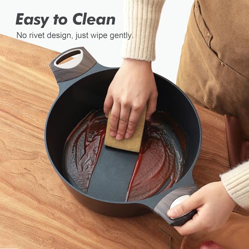 SENSARTE Nonstick Stock Pot with Lid, 2.6/4.5/6.6/8.5/11 QT Soup Pot Casserole Pot, Healthy Pasta Pot, Large Deep Cooking Pot, Big Sauce Pot Stew Pot, Induction Compatible, PFOA PFOS APEO Free, Black