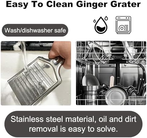 Ginger Grater Tool, Stainless Steel Grater Rustproof 8.46"x4.16" Large Size Ginger Grinder for Fine Grate, Dishwasher Safe Kitchen Tool for Garlic Cheese, Nutmeg, Vegetables & Citrus Zesting