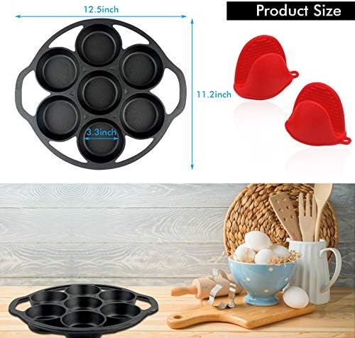 11.2" Pre-seasoned Cast Iron Muffin Pan with Heat Resistant Gloves