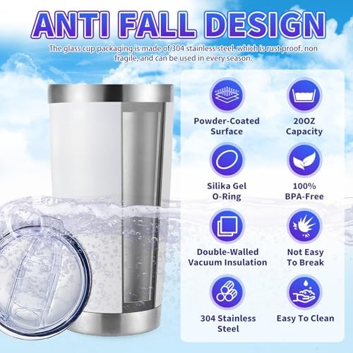 HAOLI 36 Pack Bulk 20oz Stainless Steel Tumblers, Lids & Straws, White