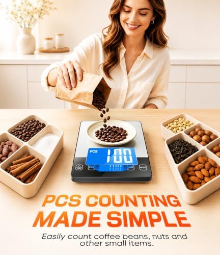 Food Scale 33 lb Capacity, Rechargeable Kitchen Scale with 7 Units