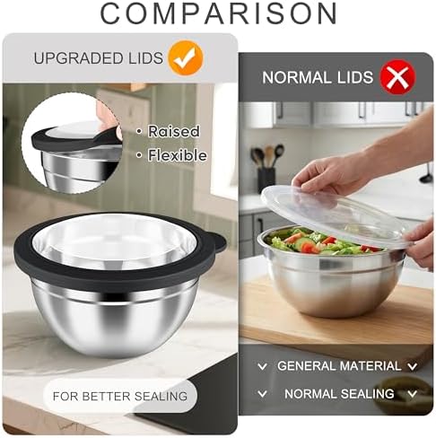 HaWare Mixing Bowls with Airtight Clear Lids, 6-Piece Nesting Bowls Set