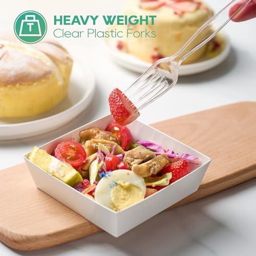 FOCUSLINE 540 Count Clear Plastic Forks, Heavy Duty Disposable Forks Bulk