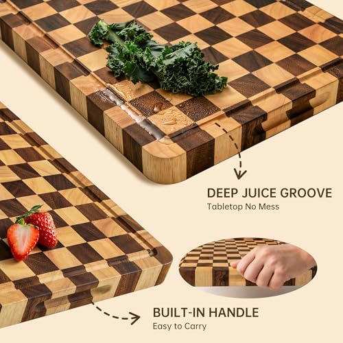 Wooden Cutting Boards for Kitchen, 1.2" Checkered Cutting Board