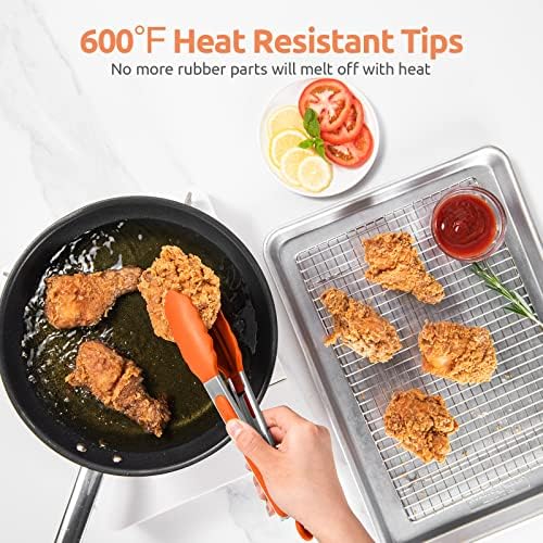 U-Taste Kitchen Tong for Cooking, 600ºF Heat-Resistant Silicone, 9in/Orange