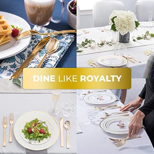 Gold Plastic Silverware Set (600-Pack) – Disposable Heavy Duty Cutlery, 200 Forks, 200 Knives, 200 Spoons for Parties, Weddings, Dinners & Holidays