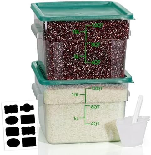 12QT 2PCS NSF Commercial Clear Food Storage Containers with Lids(GREEN)