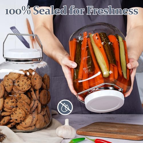 1.5 Gallon/5700 ML Glass Jar with Lid, Wide Mouth, Large Mason Jar, 2 Pack