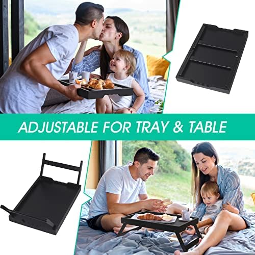 Artmeer FSC 100% Bamboo Bed Tray with Folding Legs, Large, Black