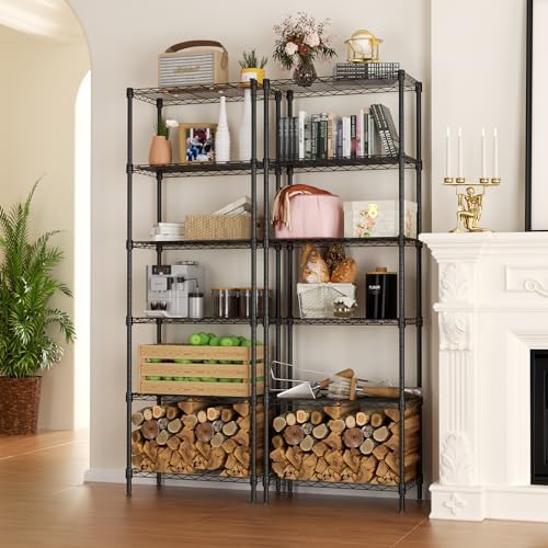 SINGAYE 6 Metal Shelves Wire Shelving Storage Shelf Adjustable Unit Pantry