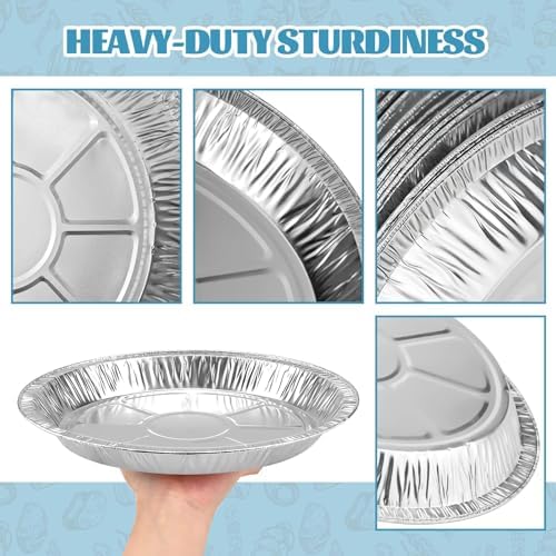 36 Pack 9 Inch Round Aluminum Foil Pie Tins - Disposable Heavy-Duty Pans, Freezer Safe for Baking Pies, Quiches, Tarts & Takeout