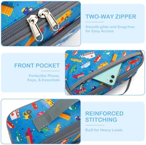 FlowFly Kids Lunch box Insulated Soft Bag Mini Cooler Back to School Thermal Meal Tote Kit for Girls, Boys, Car