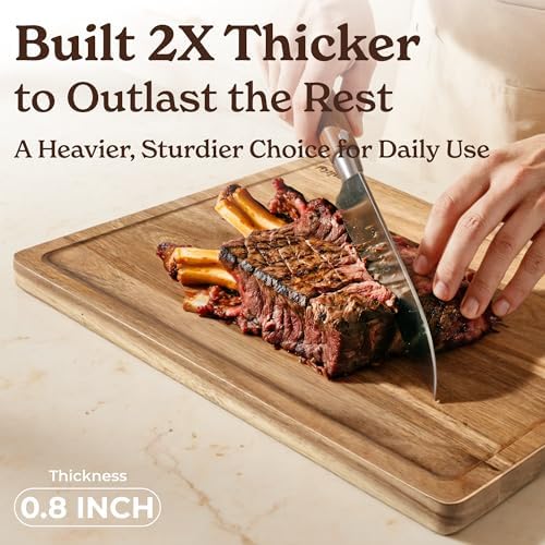 SMIRLY Wood Cutting Board - 3 Pack Cutting Boards for Kitchen, Acacia Brown