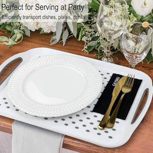 Large Anti-Slip Serving Tray with Handles, 17.8" x 12.5", Black