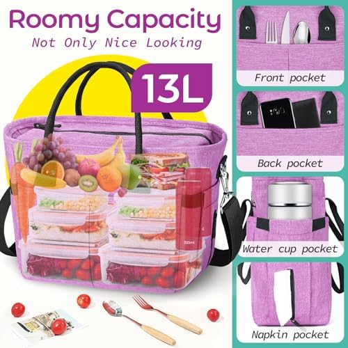 Classy Insulated Lunch Bags for Women, Large Lunch Box for Work & Picnic