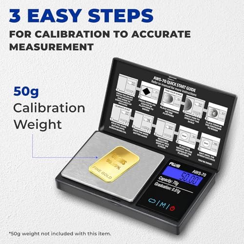 AMERICAN WEIGH SCALES Series Digital Pocket Weight Scale 70g x 0.01g, (Black), American WEIGH SCALES-70-BLK