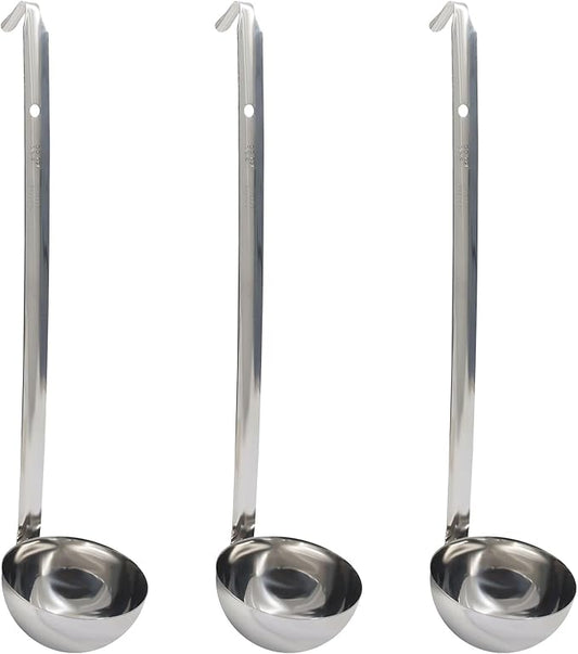 5 Oz Stainless Steel Ladle, 3 Pcs Sturdy Soup Ladle, 11.8" Long Handle Length for Stirring, Portioning and Serving Soup and Stew in Restaurants and Home (3.43" Bowl Diameter）