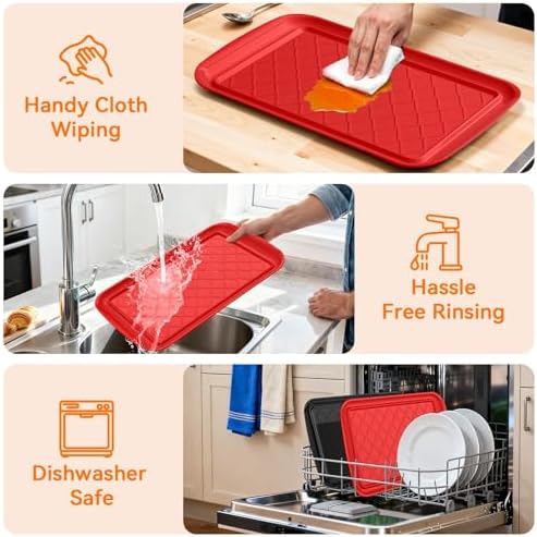 Grilling Prep & Serve Trays for Party Set of 4, Large BBQ Serving Platters