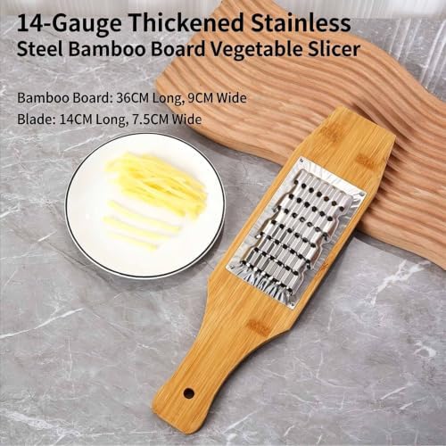 Bamboo Vegetable Grater Stainless Steel Zester Handheld Shredder For Carrot