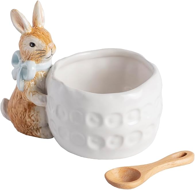 Mud Pie Easter Blue Bow Bunny Dish