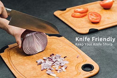 Cutting Board, Toptier Wood Fiber Cutting Board for Kitchen, Non-Slip Kitchen Wooden Chopping Board, Reversible, Eco-Friendly, Natural Wood Fiber, Large Cutting Board, 17.5 x 13-inch, Natural Slate