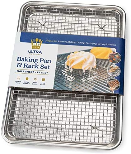 Ultra Cuisine Aluminum Baking Sheet with Cooling Rack Set, 13'' x 18''